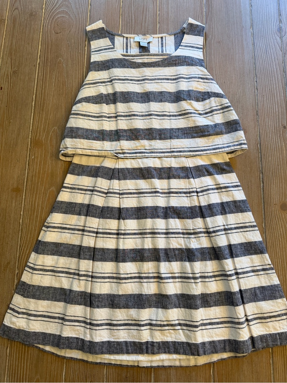 Loft womens blue and White Striped Sleeveless Dress